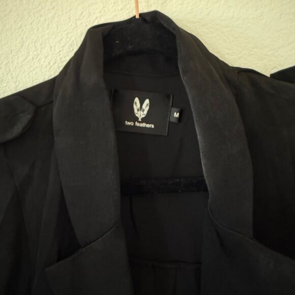 EUC Satin Black Lightweight Trench Coat, size: M - Picture 2 of 5